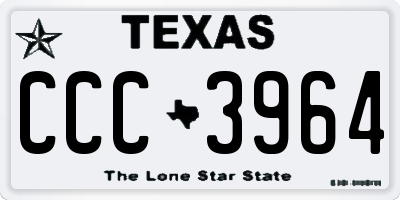 TX license plate CCC3964