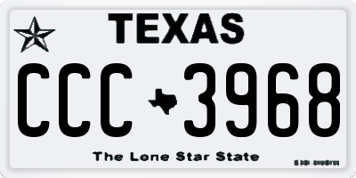 TX license plate CCC3968