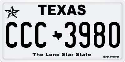 TX license plate CCC3980
