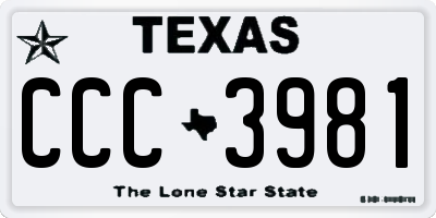 TX license plate CCC3981