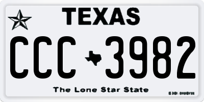TX license plate CCC3982