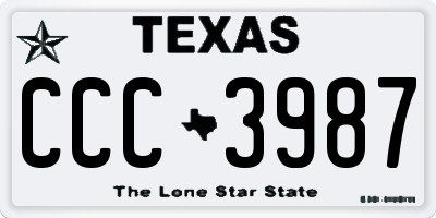 TX license plate CCC3987