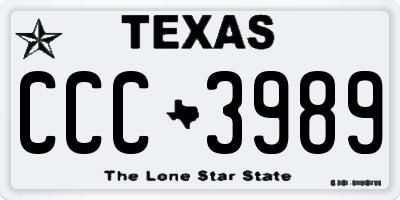 TX license plate CCC3989