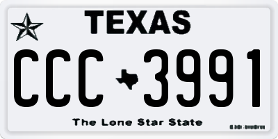 TX license plate CCC3991