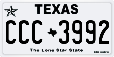 TX license plate CCC3992