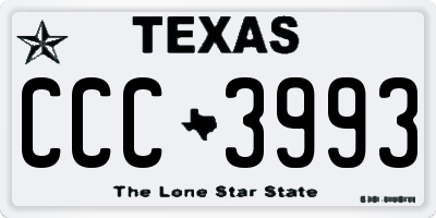 TX license plate CCC3993