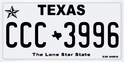 TX license plate CCC3996