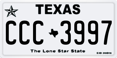 TX license plate CCC3997