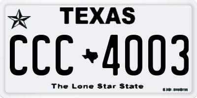 TX license plate CCC4003