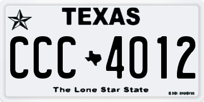 TX license plate CCC4012