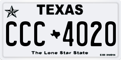 TX license plate CCC4020