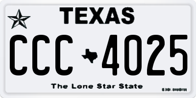 TX license plate CCC4025