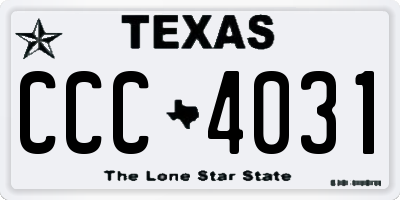 TX license plate CCC4031
