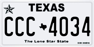 TX license plate CCC4034