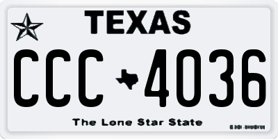 TX license plate CCC4036
