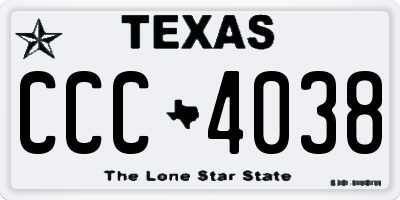 TX license plate CCC4038
