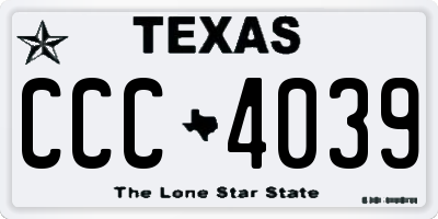 TX license plate CCC4039