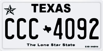 TX license plate CCC4092