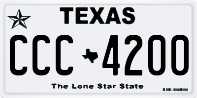 TX license plate CCC4200