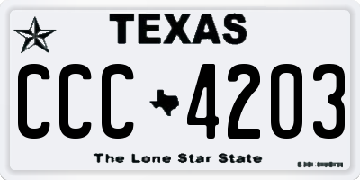 TX license plate CCC4203