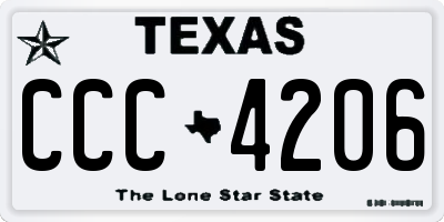 TX license plate CCC4206