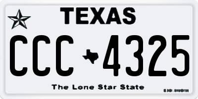 TX license plate CCC4325