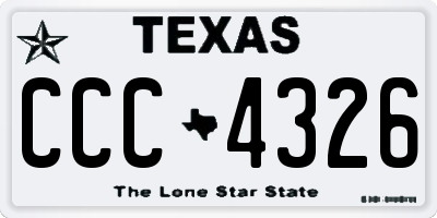 TX license plate CCC4326