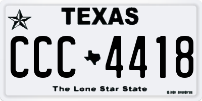 TX license plate CCC4418