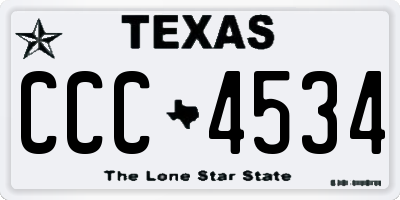 TX license plate CCC4534