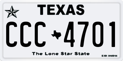 TX license plate CCC4701