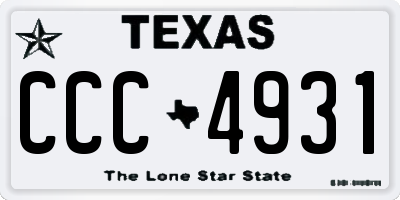 TX license plate CCC4931