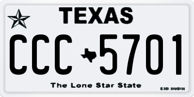 TX license plate CCC5701