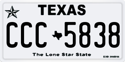 TX license plate CCC5838