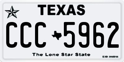 TX license plate CCC5962