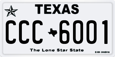 TX license plate CCC6001