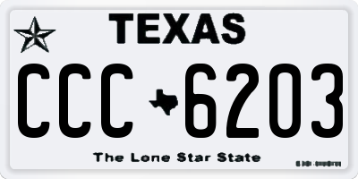 TX license plate CCC6203