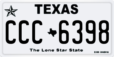 TX license plate CCC6398
