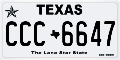 TX license plate CCC6647