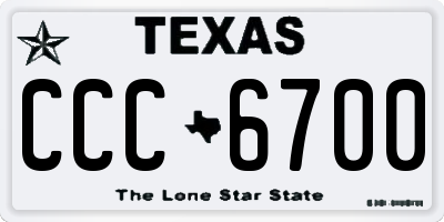 TX license plate CCC6700