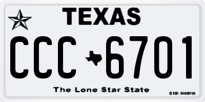TX license plate CCC6701
