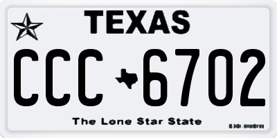 TX license plate CCC6702