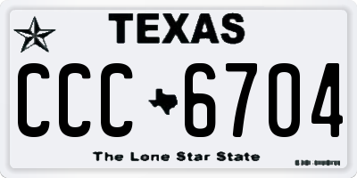 TX license plate CCC6704
