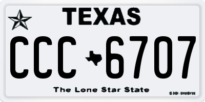 TX license plate CCC6707