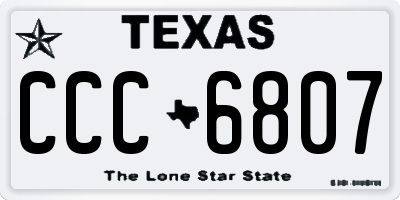 TX license plate CCC6807
