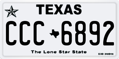 TX license plate CCC6892