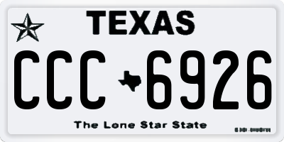 TX license plate CCC6926