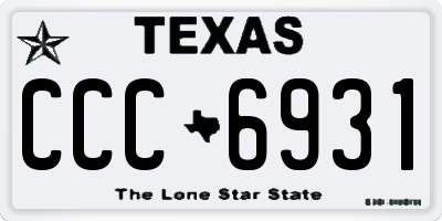 TX license plate CCC6931