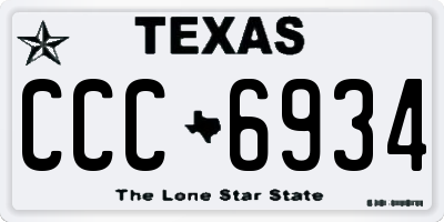 TX license plate CCC6934