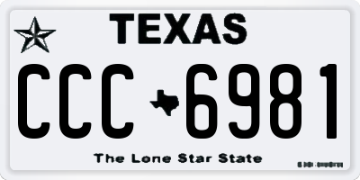 TX license plate CCC6981