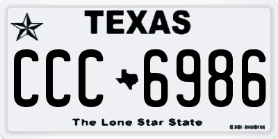 TX license plate CCC6986
